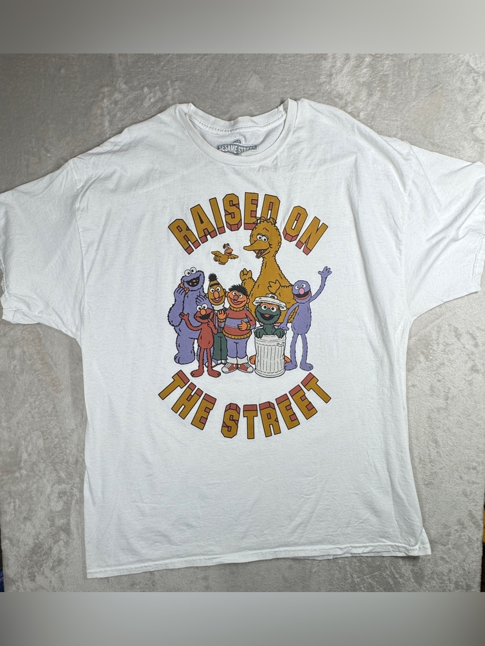Sesame Street Men’s Raised on the Street 100% Cotton Graphic Retro T-Shirt XXL